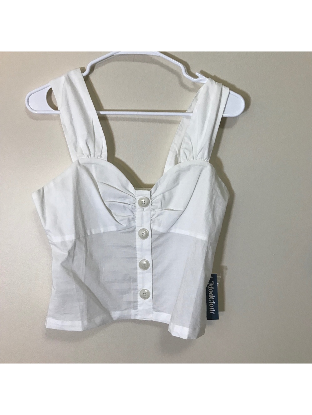 Modcloth White Button Sweetheart Crop Top